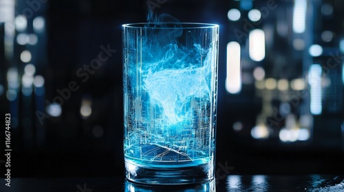 Wallpaper Mural Illuminated glass showcasing futuristic cityscape with glowing effects in a modern setting at night Torontodigital.ca