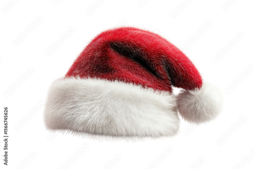 Festive red and white Santa hat with soft fur trim for holiday celebrations and winter festivities Festive red and white Santa hat with soft fur trim for holiday celebrations and winter festivities