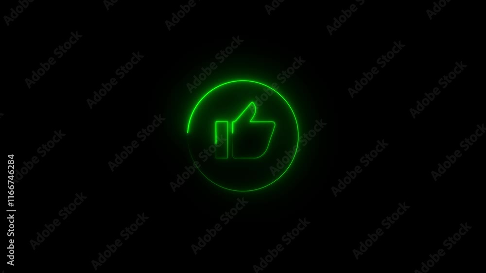 simple neon glowing like icon in circle animation concept .neon line like icon on background simple neon glowing like icon in circle animation concept .neon line like icon on background