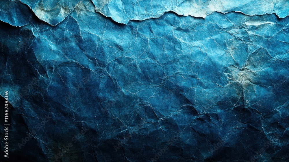 Obraz premium Deep blue crumpled paper texture background.