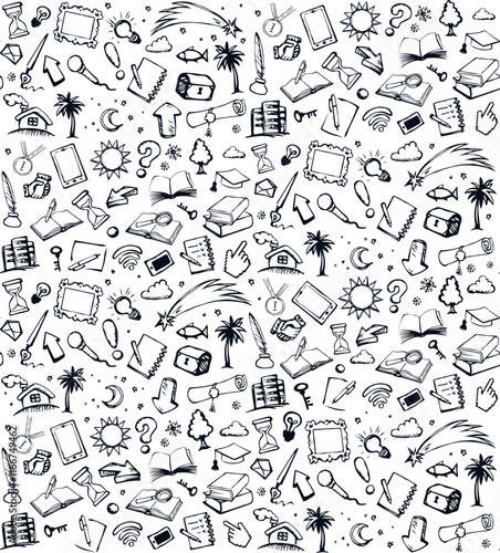 Vector background. Pattern of various icons