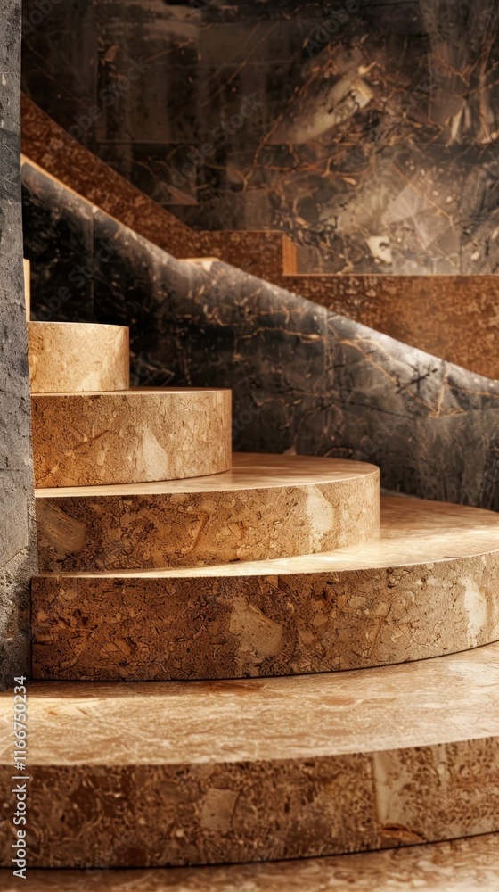 Dramatic weathered stone staircase leading through a dimly lit ancient and crumbling interior setting with a moody atmospheric ambiance The rough Dramatic weathered stone staircase leading through a dimly lit ancient and crumbling interior setting with a moody atmospheric ambiance The rough