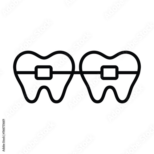 braces icon line vector design template with trendy style