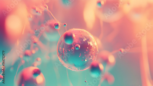 Floating golden particles enhancing teal and crimson bokeh indoors with a blurred pastel yellow canvas photo