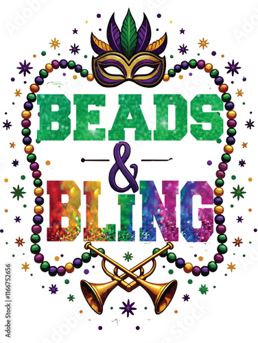 Beads Bling Glittering T-Shirt Design
