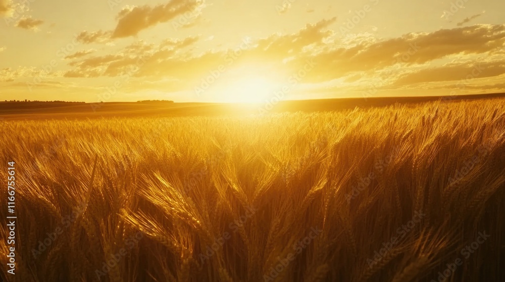Obraz premium Sunset Over Wheat Field