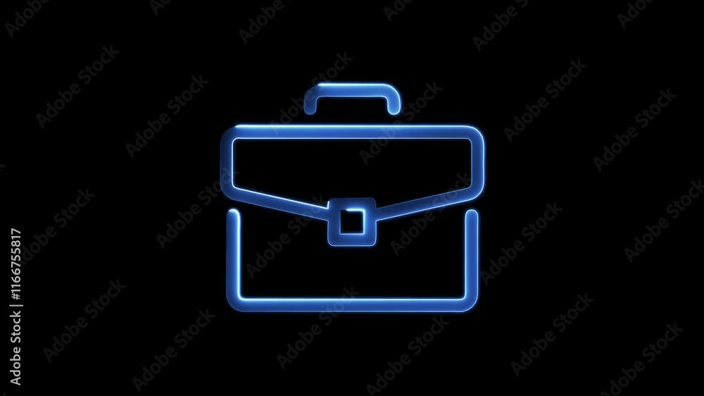 Elements of Business illustration line icon.Briefcase icon, Neon Glowing Purple Gym Bag Elements of Business illustration line icon.Briefcase icon, Neon Glowing Purple Gym Bag