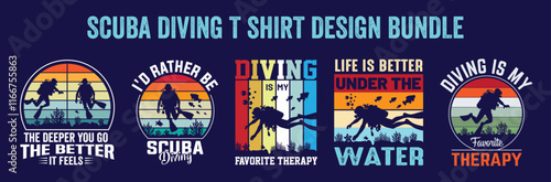 Best retro vintage scuba diving t shirt design bundle, vector, illustration,