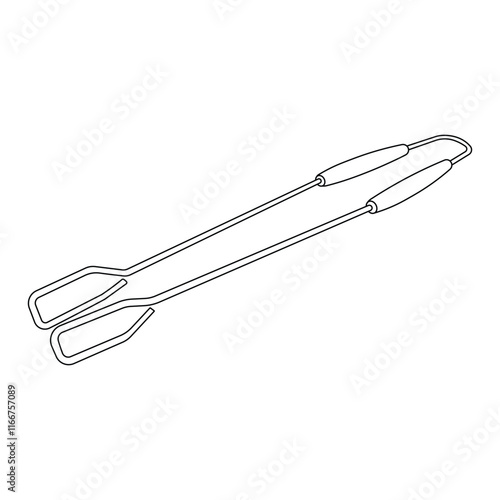 Hand drawn kids drawing vector illustration grill tongs cartoon isolated