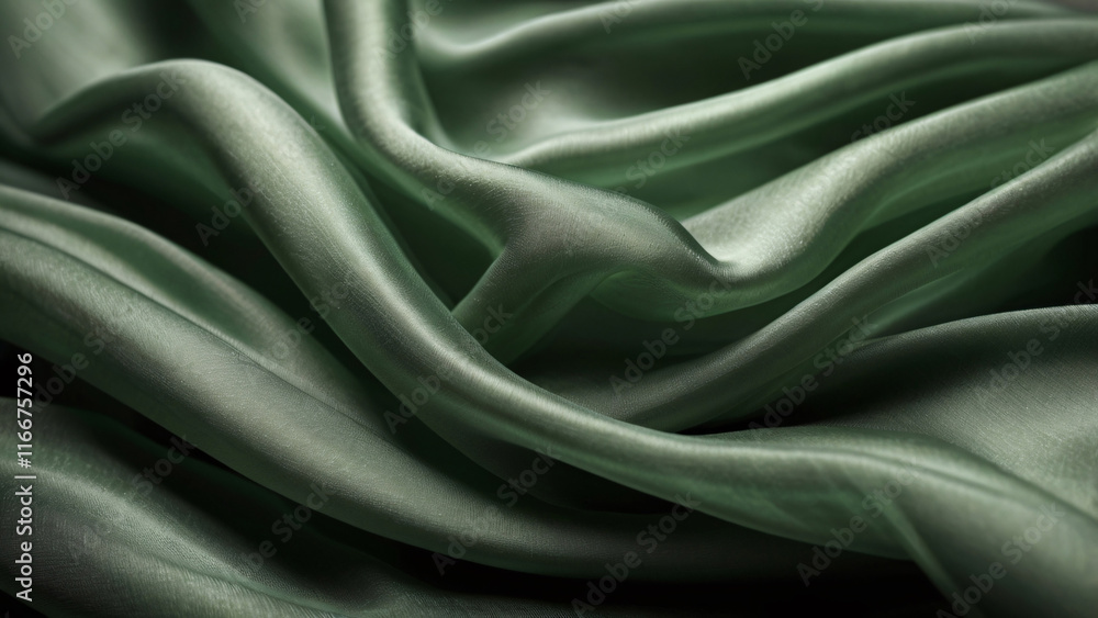 Obraz premium Premium Sage Green Satin Silk Fabric for Fashion Designers Creating Couture Wedding Gowns and Statement Accessories