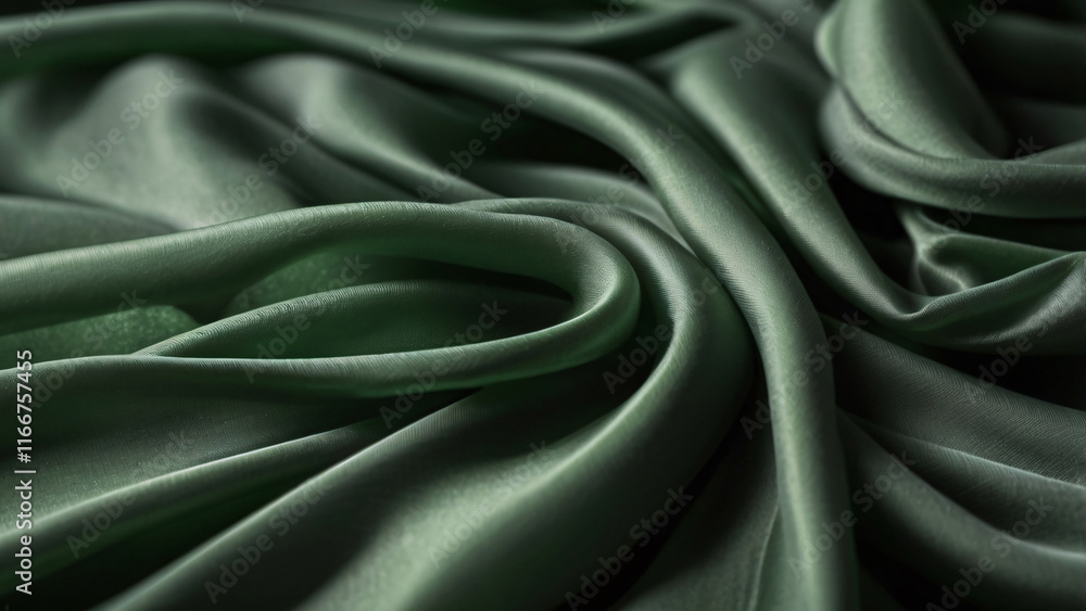 Fototapeta premium Premium Satin Silk Fabric in Sage Green for Creating Elegant Gowns Bridal Attire and Luxurious Home Textiles