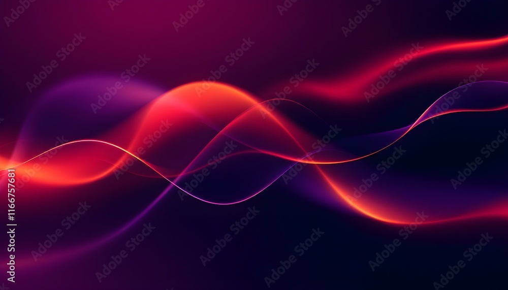 Fototapeta premium Abstract Blurred Gradient Background with Dark Purple, Orange, and Red Waves for Modern Design Projects. Dark grainy color gradient wave background, colors banner poster design