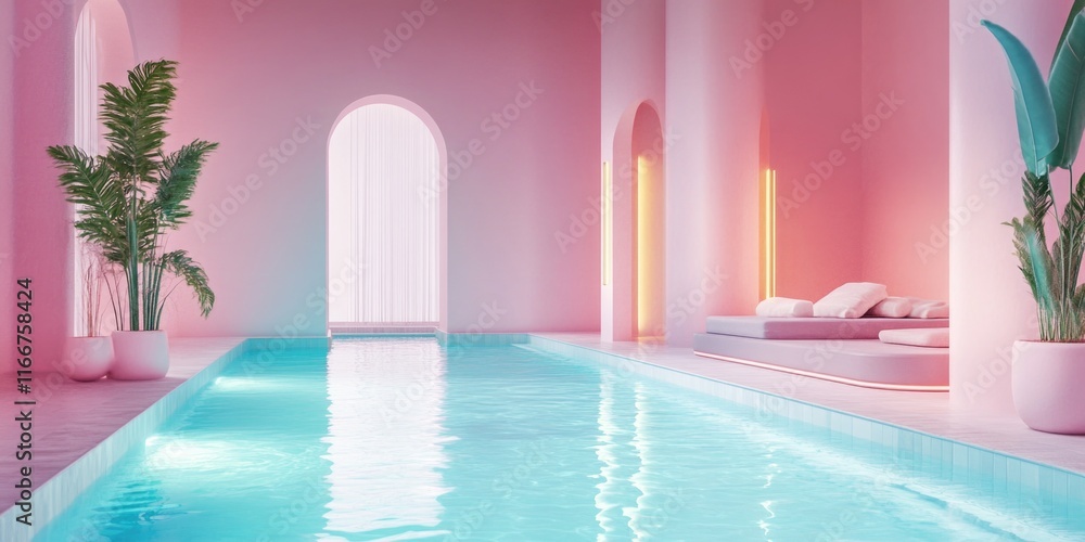 Fototapeta premium Pink and White Room Pool