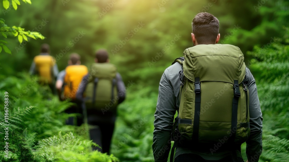 The group is likely on a hiking trip or camping adventure The group is likely on a hiking trip or camping adventure
