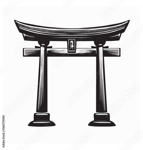 Japanese torii gate Image vector illustration on white background.