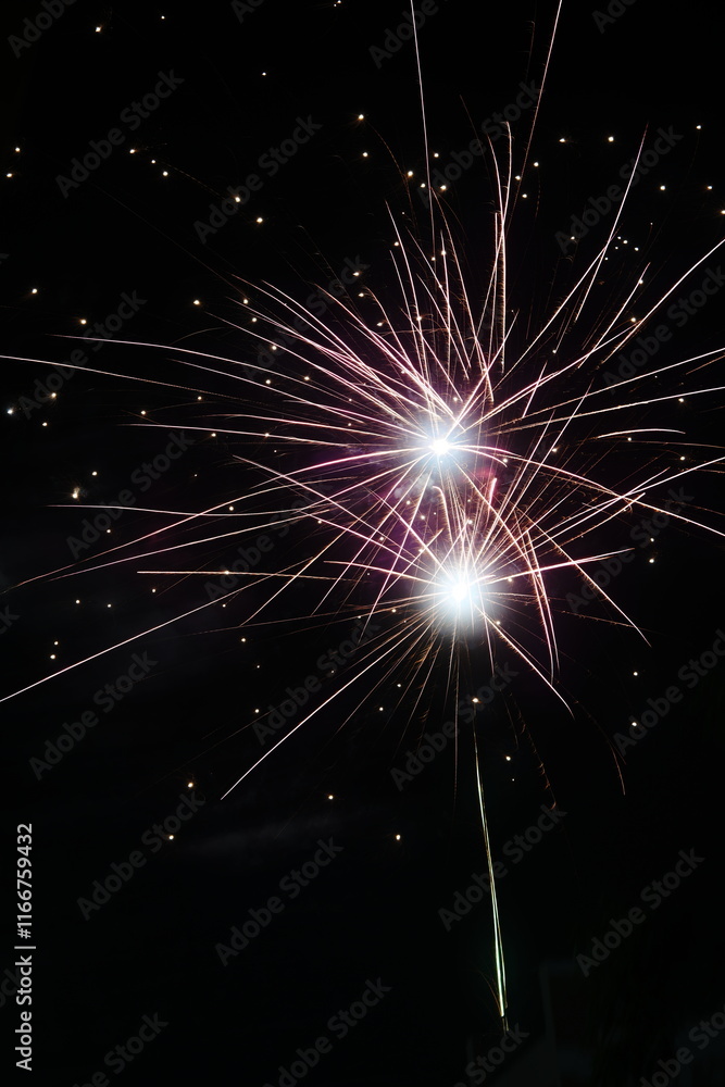 Obraz premium close of fireworks in the night sky background 