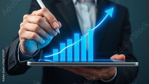 デジタルビジネスの成長を示すグラフ - タブレット上での成功のビジュアル化