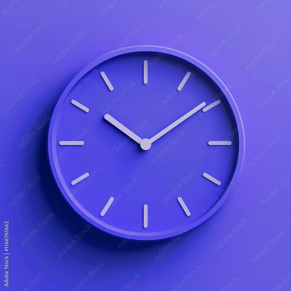 minimalistic wall clock with a blue background and white clock hands and hour markers. The clean, monochromatic design gives a modern, sleek, and stylish appearance minimalistic wall clock with a blue background and white clock hands and hour markers. The clean, monochromatic design gives a modern, sleek, and stylish appearance