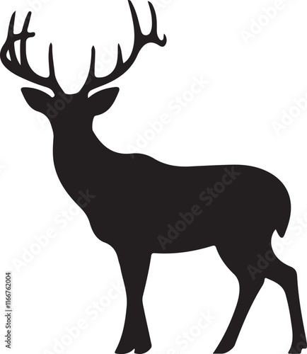 Deer silhouette vector set, Collection of reindeer silhouette isolated on white background. vector illustration