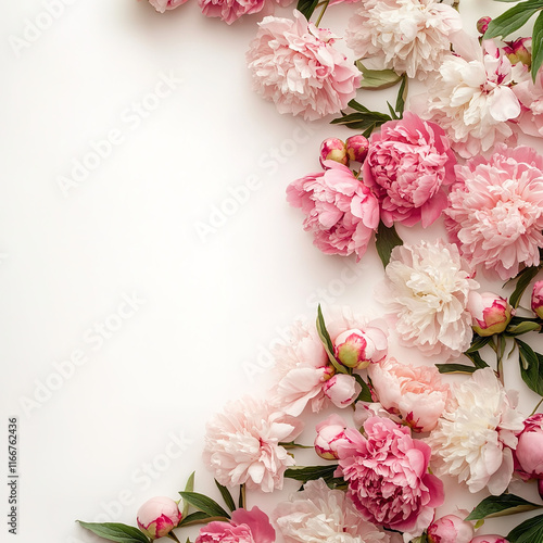 Fototapeta Naklejka Na Ścianę i Meble -  pink peonies cherry blossom on a white background