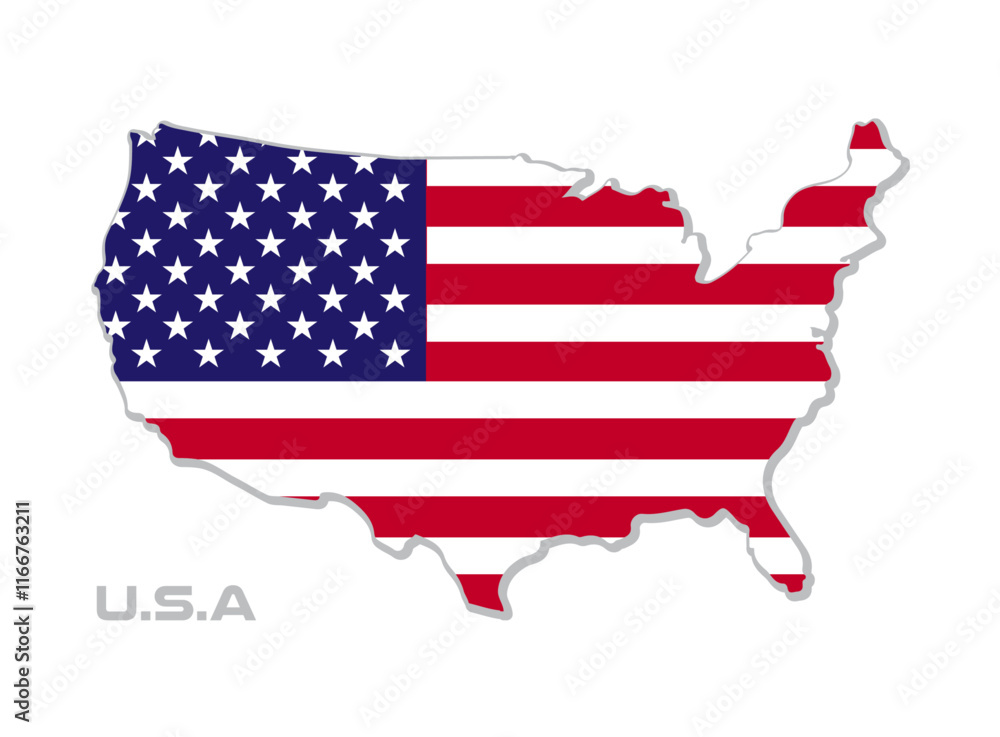 USA map flag vector with the inside - United States. USA map flag vector with the inside - United States.