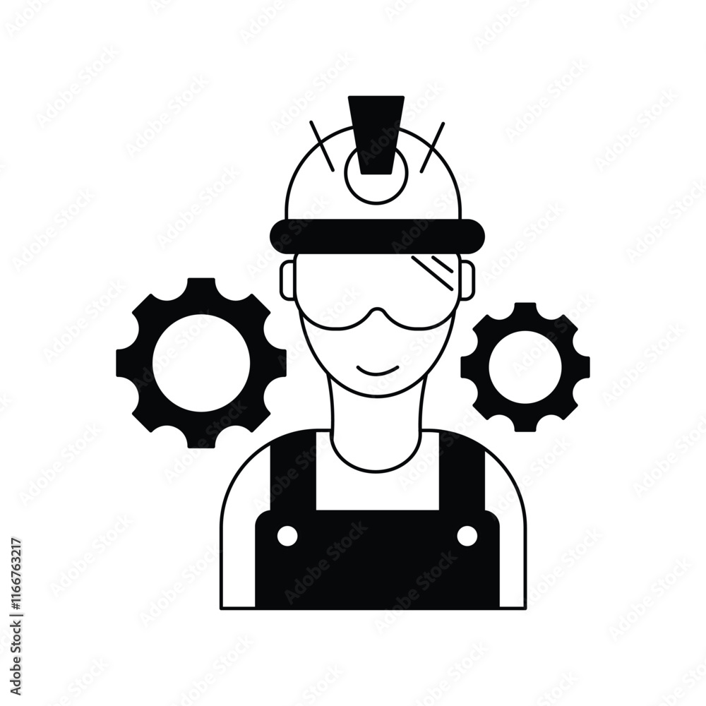 Obraz premium Industry Worker glyph icon with white background vector stock illustration
