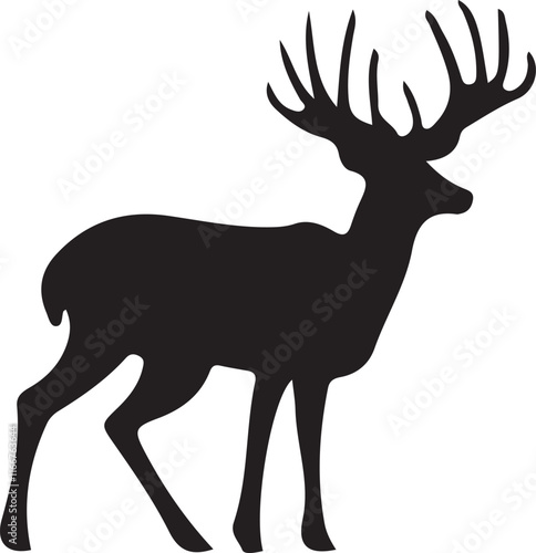 Deer silhouette vector set, Collection of reindeer silhouette isolated on white background. vector illustration photo