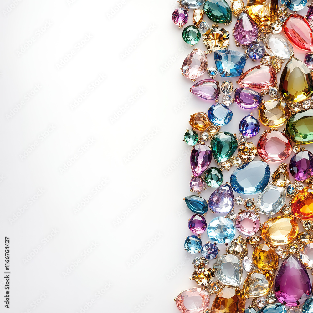 set of colourful gemstones on a white background set of colourful gemstones on a white background