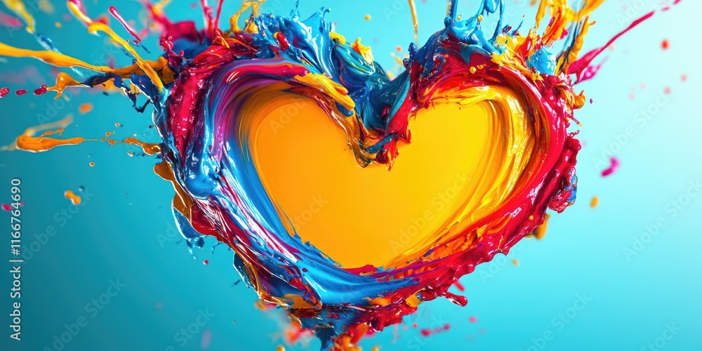 Obraz premium Paint Splash Heart Blue Background