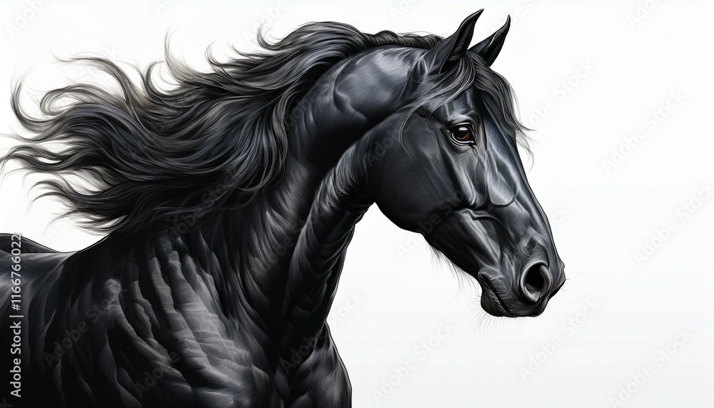 black horse isolated on white,vector black horse isolated on white,vector