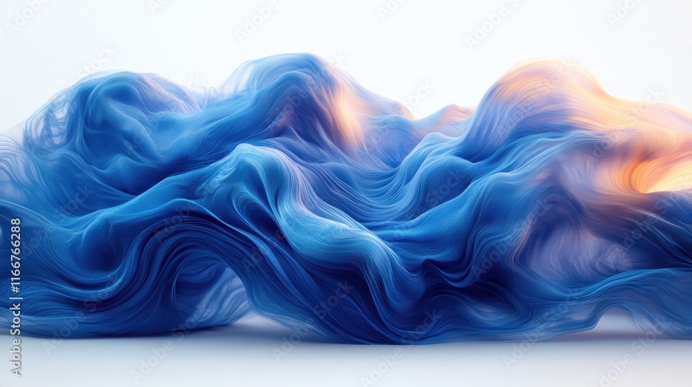 Fototapeta premium Abstract blue and orange wave-like forms.