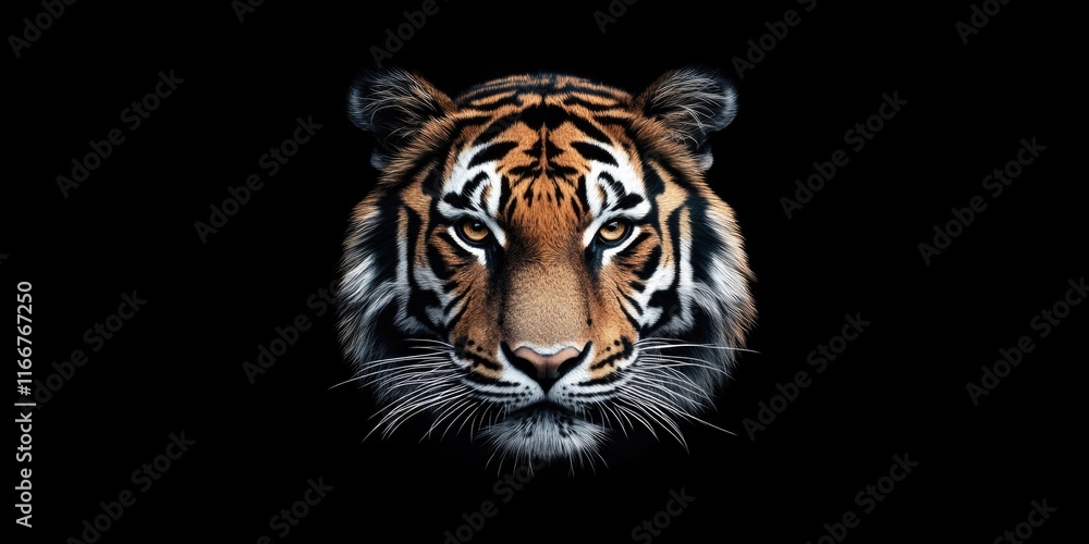 Fototapeta premium Tiger looks directly into camera