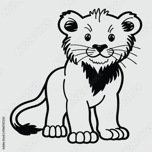 lion kids line art silhouette vector design art and illustration