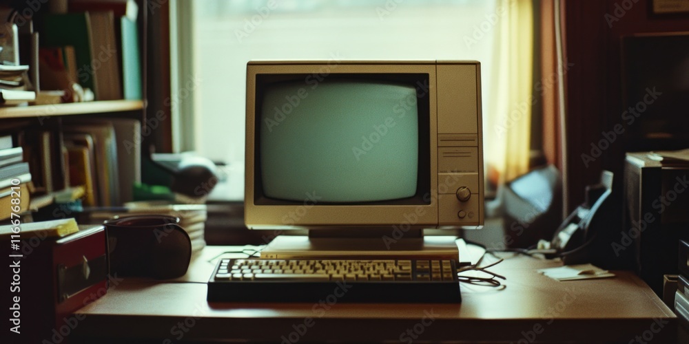 Old Computer Wooden Desk Old Computer Wooden Desk