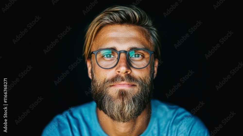 Handsome Bearded Man in Glasses Portrait Studio Shot Handsome Bearded Man in Glasses Portrait Studio Shot