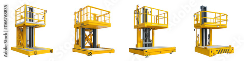 Four different types of yellow and white lifting equipment photo