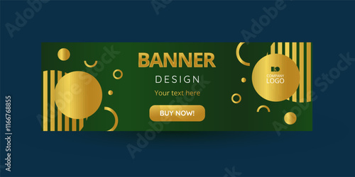 Golden and green abstract banner design.