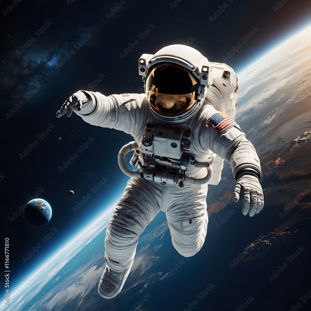 Fototapeta premium Stunning 3D Illustration of an Astronaut Falling to Earth, Perfect for Science Fiction and Space Exploration Projects