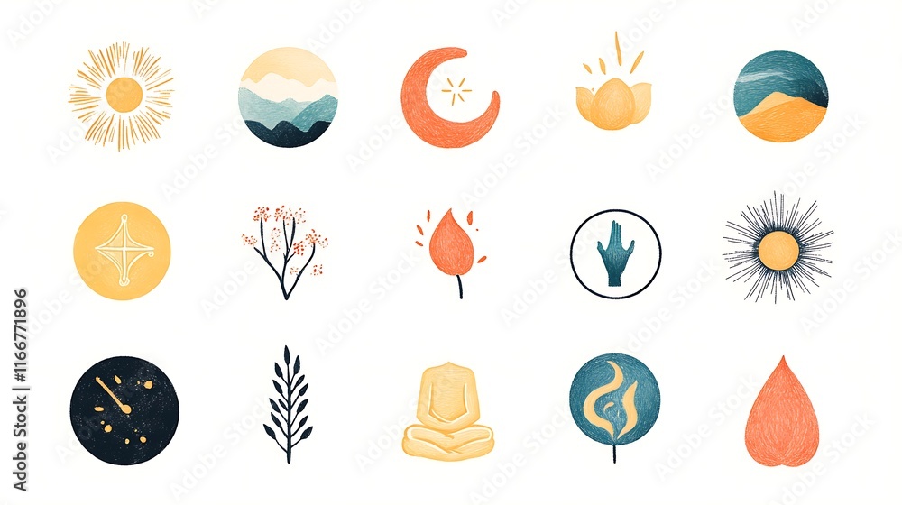 Nature elements and symbols design studio graphic art calm aesthetic Nature elements and symbols design studio graphic art calm aesthetic