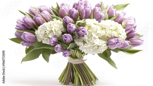 Wallpaper Mural A bouquet with soft lavender tulips and creamy white hydrangeas, exuding a tranquil and luxurious feel Torontodigital.ca