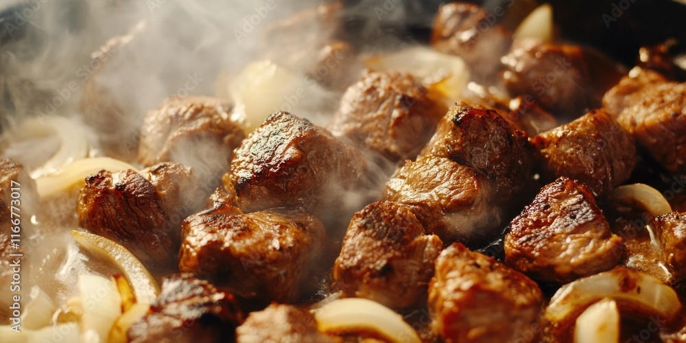 Meat and Onions Grilling Meat and Onions Grilling