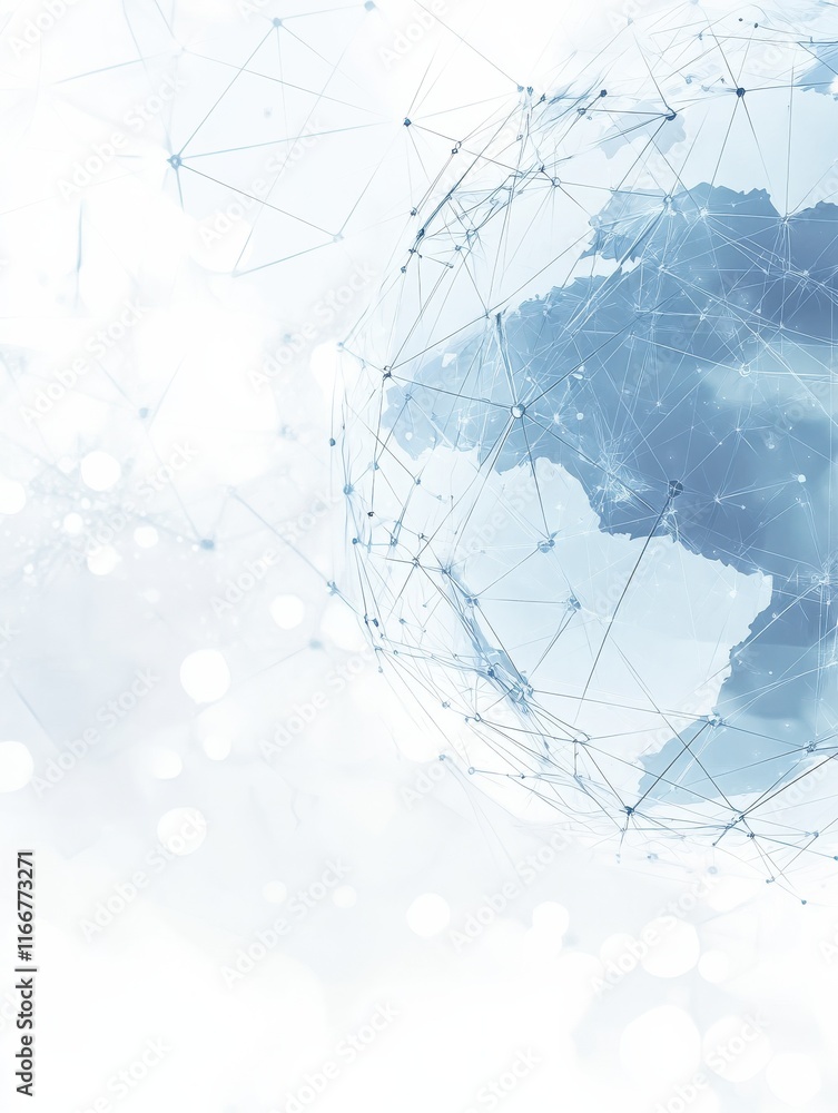 Obraz premium Technology image of globe. Abstract polygonal shapes. Background with connecting dots and lines. Graphic concept for your design