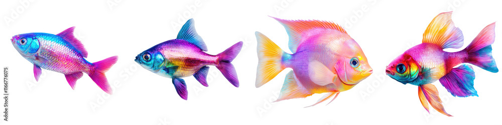 Fototapeta premium Vibrant and Diverse Tropical Fish Shoaling and Swimming in a Captivating Underwater Aquarium Environment