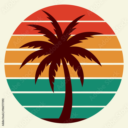 palm tree on retro vintage background Abstract background with a palm gradient Silhouettes of palm trees