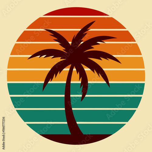 palm tree on retro vintage background Abstract background with a palm gradient Silhouettes of palm trees