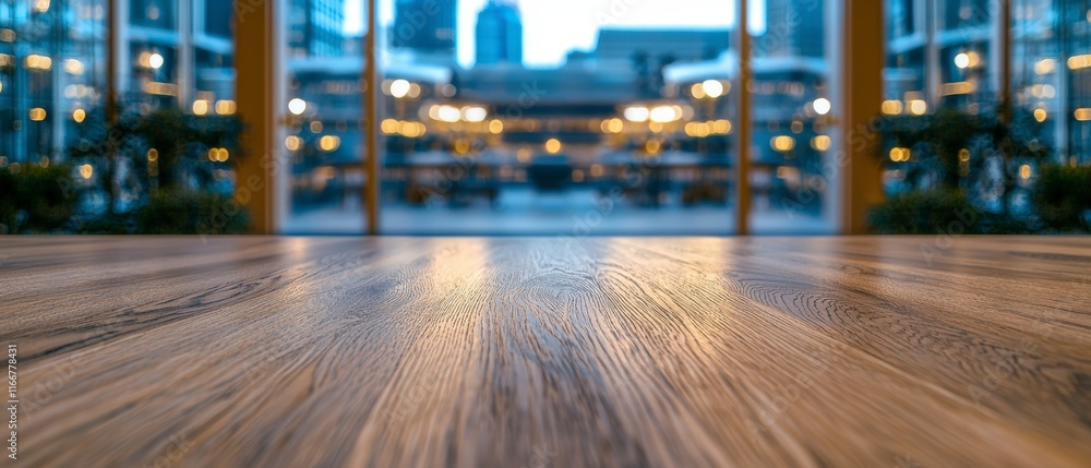 custom made wallpaper toronto digitalModern Office Wood Tabletop City View Background