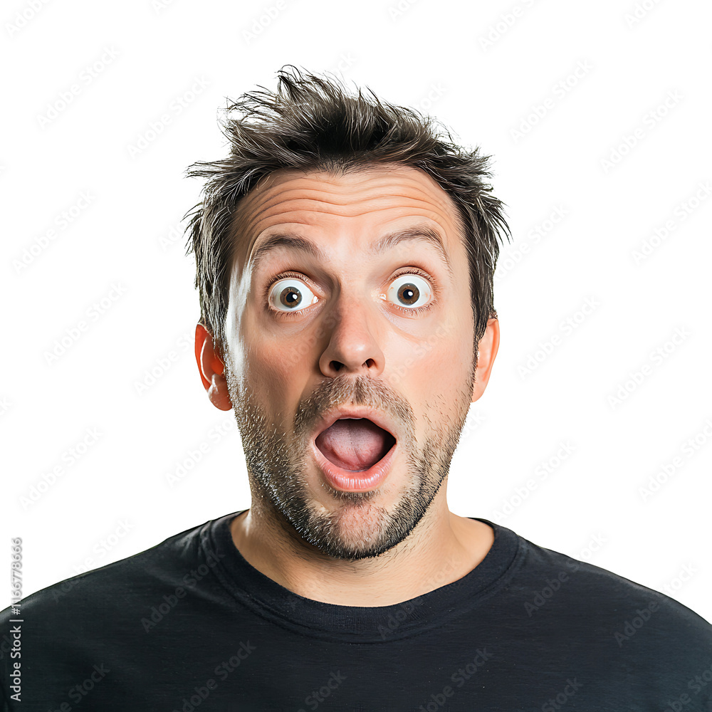 Portrait of a man with a surprised face, the concept of The surprise of people Photography, Isolated on a transparent background. Portrait of a man with a surprised face, the concept of The surprise of people Photography, Isolated on a transparent background.