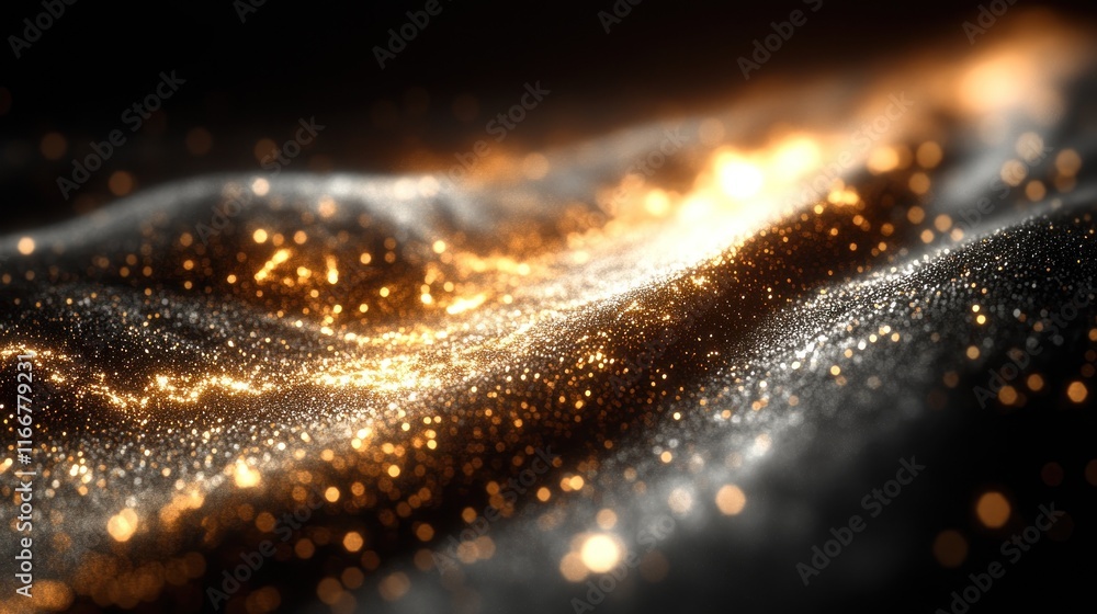 Glittering gold and silver particles flowing. Glittering gold and silver particles flowing.