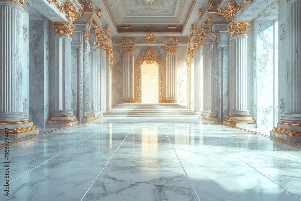 Fototapeta premium Interior of large room with columns