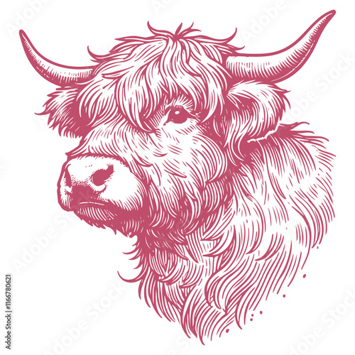 Hand Drawn Highland Cow Illustration